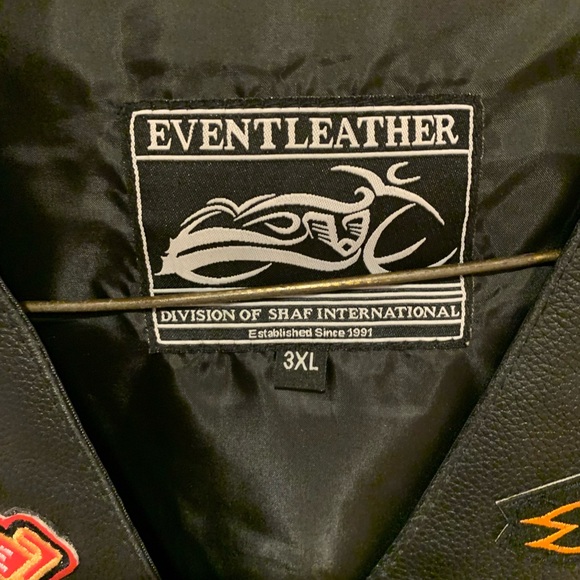 Vest Leather Biker Black Real Cow Motorcycle 9 Patches US Flag Eagle MC ELM3930 - Picture 4 of 5